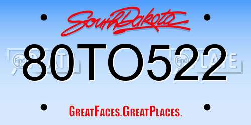 80TO522 South Dakota License Plate