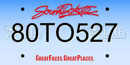 80TO527 South Dakota License Plate