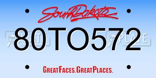 80TO572 South Dakota License Plate