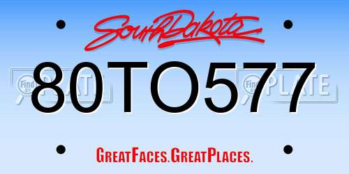 80TO577 South Dakota License Plate