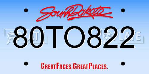 80TO822 South Dakota License Plate