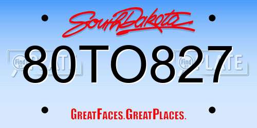 80TO827 South Dakota License Plate