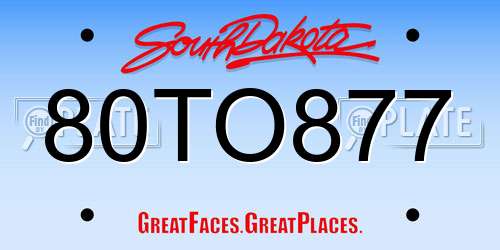80TO877 South Dakota License Plate