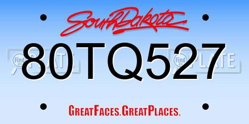 80TQ527 South Dakota License Plate