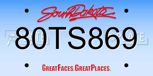 80TS869 South Dakota License Plate