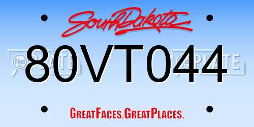 80VT044 South Dakota License Plate