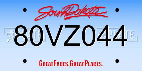 80VZ044 South Dakota License Plate