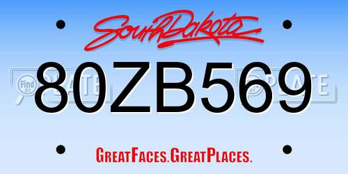 80ZB569 South Dakota License Plate