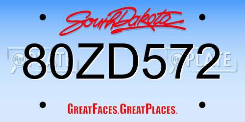 80ZD572 South Dakota License Plate