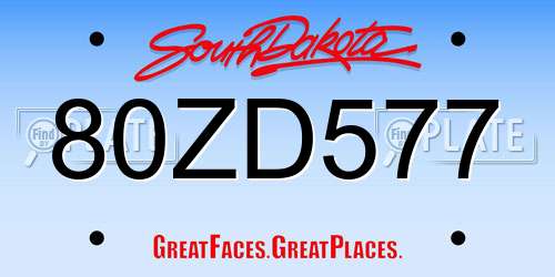 80ZD577 South Dakota License Plate