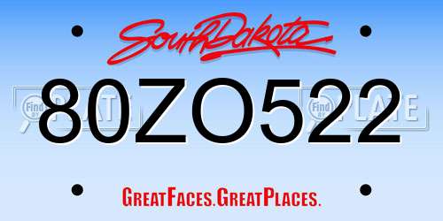 80ZO522 South Dakota License Plate