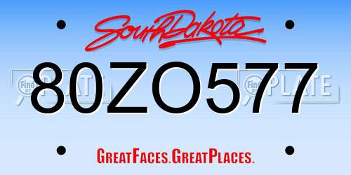 80ZO577 South Dakota License Plate