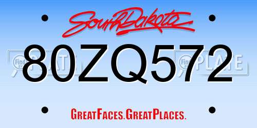 80ZQ572 South Dakota License Plate