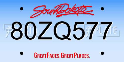 80ZQ577 South Dakota License Plate