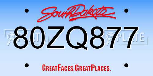 80ZQ877 South Dakota License Plate