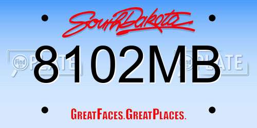8102MB South Dakota License Plate