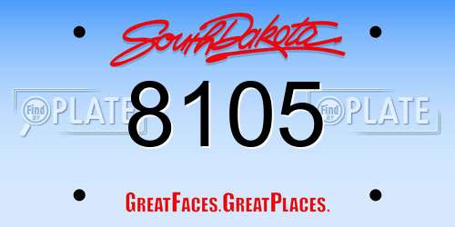 8105 South Dakota License Plate