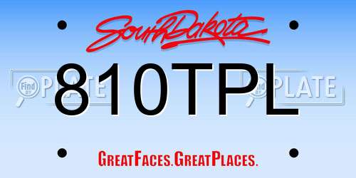 810TPL South Dakota License Plate