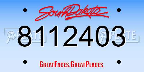 8112403 South Dakota License Plate
