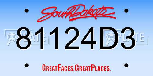 81124D3 South Dakota License Plate