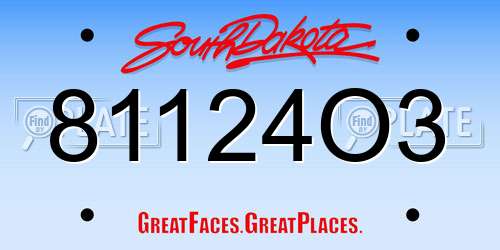 81124O3 South Dakota License Plate