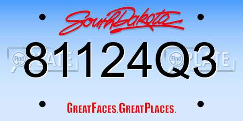 81124Q3 South Dakota License Plate