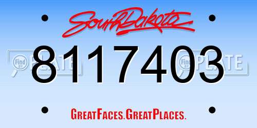 8117403 South Dakota License Plate