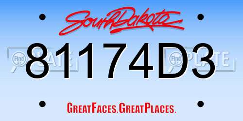81174D3 South Dakota License Plate
