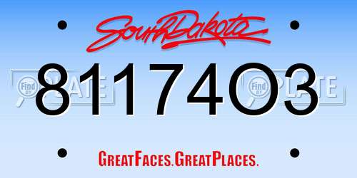 81174O3 South Dakota License Plate