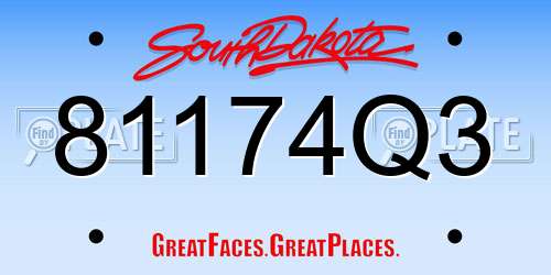 81174Q3 South Dakota License Plate