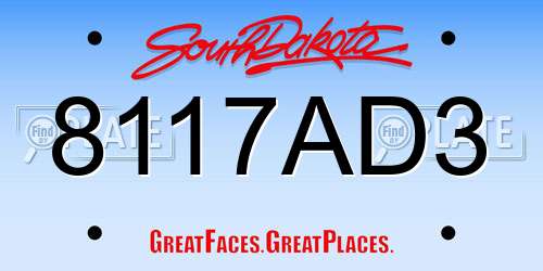8117AD3 South Dakota License Plate