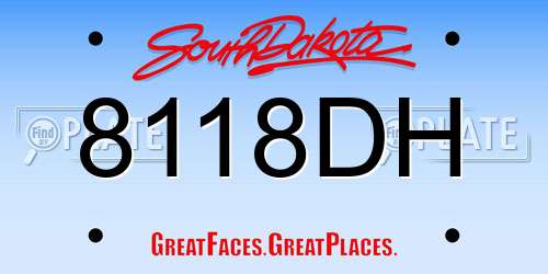 8118DH South Dakota License Plate