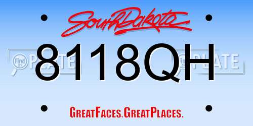8118QH South Dakota License Plate