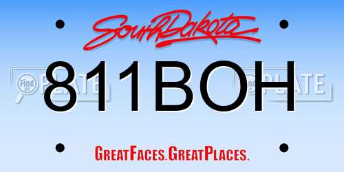 811BOH South Dakota License Plate