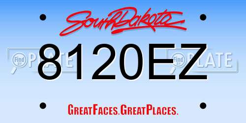 8120EZ South Dakota License Plate