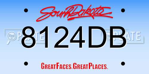 8124DB South Dakota License Plate