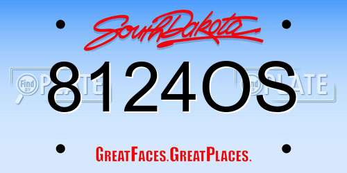 8124OS South Dakota License Plate