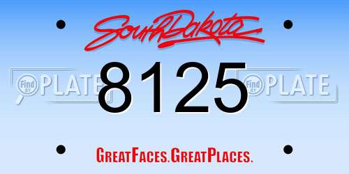 8125 South Dakota License Plate