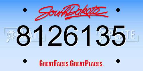 8126135 South Dakota License Plate