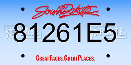 81261E5 South Dakota License Plate