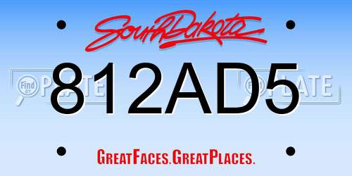 812AD5 South Dakota License Plate