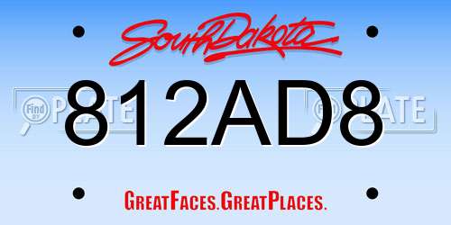 812AD8 South Dakota License Plate