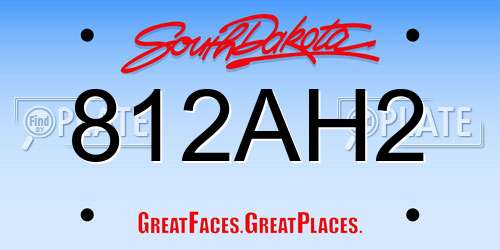 812AH2 South Dakota License Plate