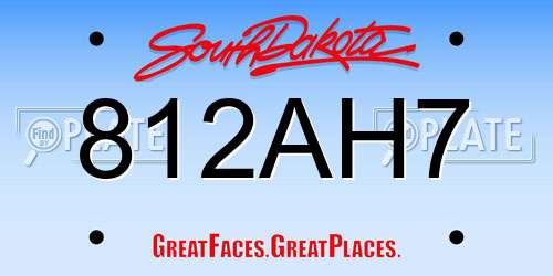812AH7 South Dakota License Plate