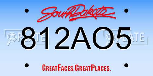 812AO5 South Dakota License Plate
