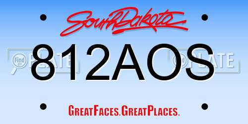 812AOS South Dakota License Plate