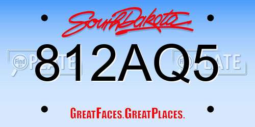 812AQ5 South Dakota License Plate