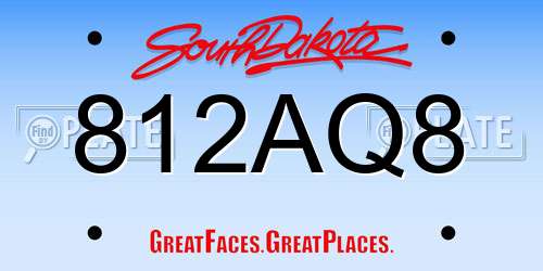 812AQ8 South Dakota License Plate