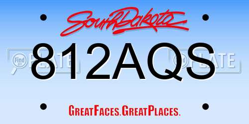 812AQS South Dakota License Plate