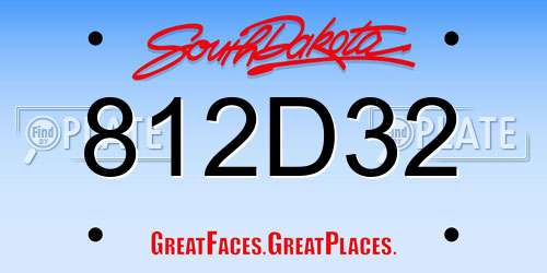 812D32 South Dakota License Plate